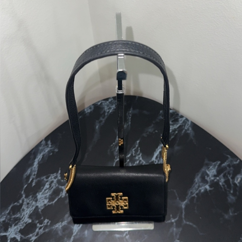 TORY BURCH Britten Chain Wallet Black Leather Bag AUTHENTIC - LIKE NEW - Picture 5 of 10